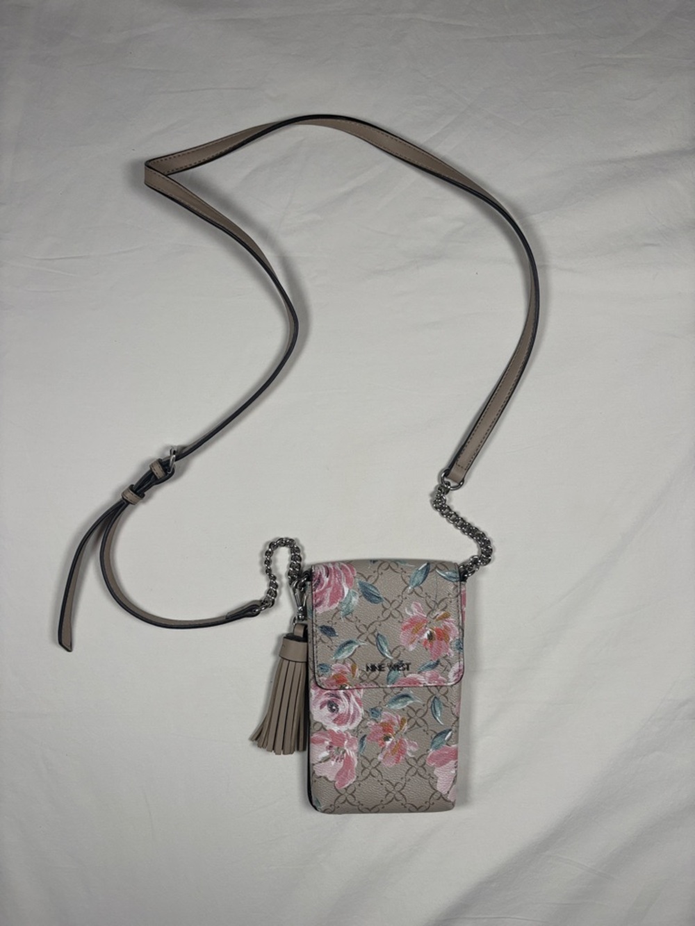 Nine West Beige Floral Crossbody Phone Bag